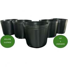 KIT COM 5 UNIDADES VASO PARA MUDAS 5 LITROS  Plantas Flores Hortaliças Jardins Preto Pote Plastico Flexível