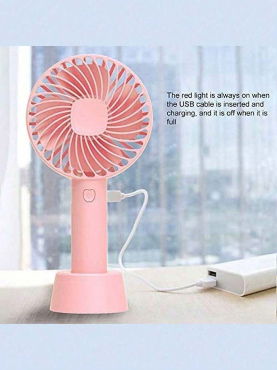 Mini Handheld Fan, Portable USB Fan For Home, Office, Bedroom, Outdoor Travel - Coral Pink - View 1