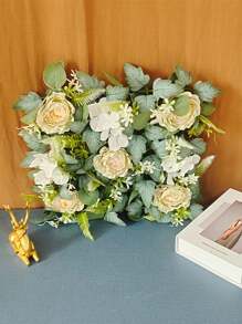 Artificial Flower Wall Background Silk Rose Mat For Home Party Wedding Backdrop Wall Decor Shop Photo Backdrop Floral Wall Arrangement - White - View 2