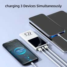 Pin dự phòng 10000mAh, Sạc nhanh 22,5W PD3.0 QC4.0 Đầu ra Type-C, Có màn hình LCD, dung lượng cao, Cổng USB kép, Tương thích với điện thoại thông minh và máy tính bảng, v.v. Sạc siêu nhanh, Màn hình hiển thị nguồn LED, Thiết bị sạc di động có cổng USB và Type-C, Pin lithium polymer an toàn và ổn định Thích hợp cho các hoạt động vui chơi ngoài trời, Mua sắm, Du lịch, Nguồn điện di động cho Apple IPhone, IPad, Điện thoại Android, Quà tặng cho gia đình, bạn bè, Sinh nhật, Giáng sinh, Mùa đông, Năm mới - trắng - Xem 4