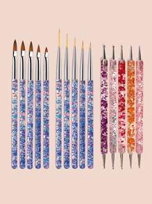 15-delige set nagelkunstkwasten, inclusief gelnagellakkwasten, nagelborstels en andere manicure-instrumenten