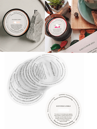 10张DIY手工蜡烛除尘贴纸杯标签香薰蜡烛除尘纸容器使用警告贴纸
