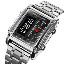 Skmei Montre-bracelet en acier inoxydable pour hommes Skmei 1868, résistante à l'eau 3 ATM, montre numérique en alliage