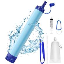 Pajita de filtro de agua para exteriores, filtro de agua personal, kit de supervivencia de emergencia, purificador de agua para camping, senderismo, montañismo y mochilero, con capacidad para 1500 litros de agua