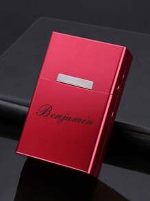 Customized Text LOGO Aluminum Alloy Magnetic Flip Cover 20 Slots Thicken Cigarette Case, Anti-Crush Anti-Water Anti-Fall, Large Capacity High-End Cigarette Box, Gift For Groomsmen, Husband, Father