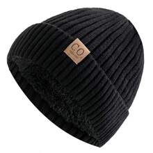 Nuevos gorros de invierno unisex de dos tonos con forro de piel, moda para hombres y mujeres, gorro cálido, gorros de punto casuales de invierno - Gris - Ver 9