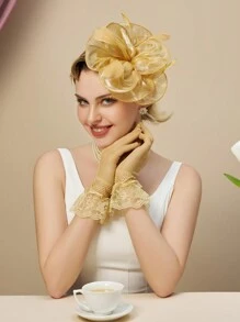 1pc Fascinators Hat Tea Party Headwear Ribbons Feathers On A Headband And A Clip For Girls And Women Halloween