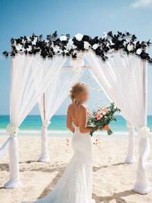 70.87inch Artificial Eucalyptus Garland With Flowers, Artificial Floral Garland For Table Decor Wedding Centerpieces Bridal Shower Party Decorations,`Wedding Party Backdrop Decor - Black - View 2