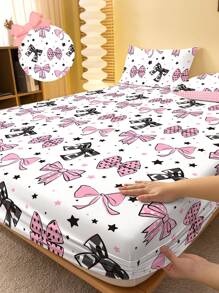 1pc Bed Sheet, Bedding, Fitted Sheet, Mattress Cover, Soft And Comfortable Bedding For Bedroom, Cute Princess Style Mattress Topper, Breathable A Bed Cover, Skin Friendly Mattress Protector, Made Of Soft And Breathable Fabric, Home Decor, All Size Bed, For Twin, Full, King, Queen Size, Fitted Bed Sheet Only, Machine Washable, Ideal Easter Gift, For Independence Day Gift, Perfect Holiday Gift, - Butterfly Star - View 8
