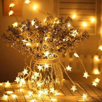 3 metri/2 metri Luci a stringa a forma di stella a LED, luce per ambiente da campeggio, luci colorate, luci decorative da giardino per Natale (alimentate a batterie, batterie non incluse)