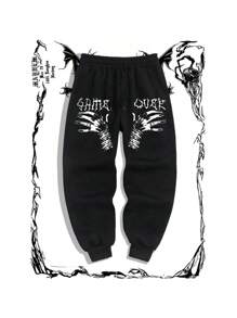Calça de Moletom Mãos Esqueléticas (FRENTE) Jogger Masculina Feminina Sport Academia Treino Casual Flanelada Estampada