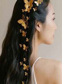 Set de 4 pinzas para el cabello de mariposa de metal dorado elegante y delicado, regalo elegante para el Día de San Valentín, adecuado para peinados casuales y recogidos