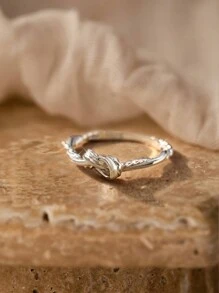 Stylever 1 pezzo Anello singolo con nodo e torsione, gioielli da donna, in argento sterling S925, anello vintage, gioielleria fine, regalo per ragazze, decorazione estiva quotidiana