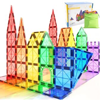 20/32/40 件磁性窗户积木，适合幼儿的磁性玩具，适合 3 岁以上男孩和女孩的学龄前学习感官蒙特梭利玩具，安全创意儿童玩具