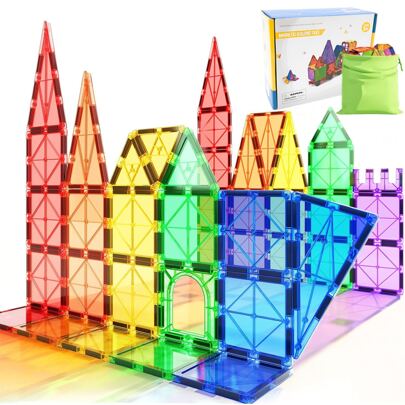 20/32/40 件磁性窗户积木，适合幼儿的磁性玩具，适合 3 岁以上男孩和女孩的学龄前学习感官蒙特梭利玩具，安全创意儿童玩具