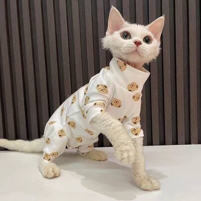 1pc Pet 4-Leg Jumpsuit, High Collar Warm Home Pet Cat Dog Clothes