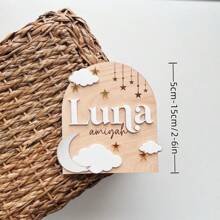 1 pieza Tablero personalizado con luna y nube para anuncio público de nombre, anuncio de nacimiento, accesorios de fotografía con nombres, accesorios de fotografía para recién nacidos, el regalo perfecto, moda de regreso a la escuela