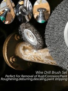 1/4 英寸六角柄钢丝杯刷套装 - 除锈、剥离和研磨清洁的理想选择 - 兼容钻头附件，用于钻孔的碳钢丝刷套件包括磨料钢丝轮、钢丝杯刷和 1/4 英寸六角柄附件 - 非常适合重型清洁和除锈