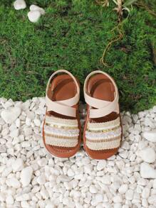 1 双婴儿仿珍珠和闪光编织公主风格软底可爱凉鞋，夏季 - 彩色 - 查看 6