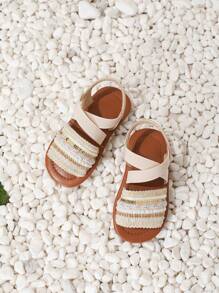 1 双婴儿仿珍珠和闪光编织公主风格软底可爱凉鞋，夏季 - 彩色 - 查看 3