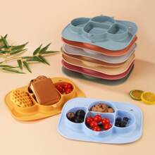 1 Set de mantelito, cuchara y tenedor para bebé, adecuado para niños pequeños, plato de bebé de silicona con succión, plato infantil