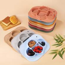 1 Set de mantelito, cuchara y tenedor para bebé, adecuado para niños pequeños, plato de bebé de silicona con succión, plato infantil
