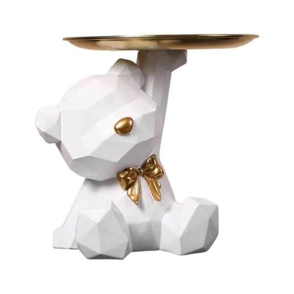 Figurine de porte-clés géométrique en forme d'ours, décoration de bureau en résine, bonbons, petits articles de ménage pour la maison et le salon