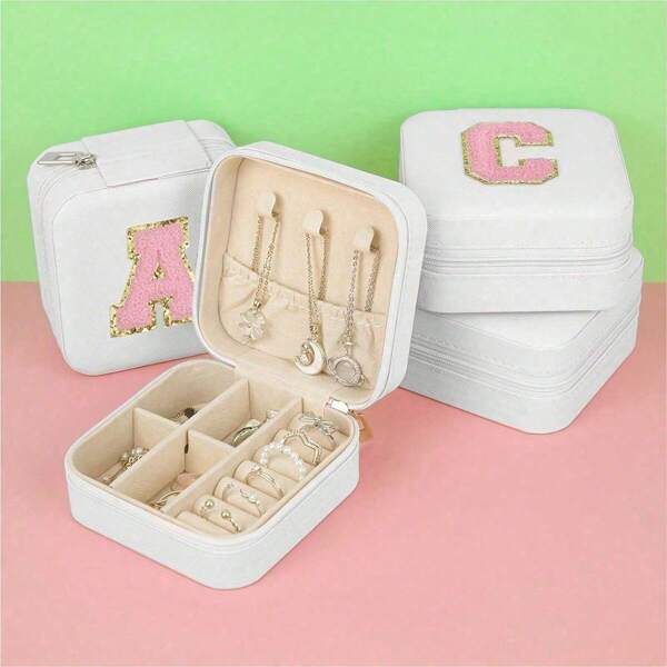 1 pieza Organizador de joyas portátil para mujeres - Joyero de viaje de doble capa con cremallera | Mini almacenamiento para pendientes, anillos y collares | Bolsa de cosméticos linda y esencial para cruceros (regalo perfecto para damas de honor, Pascua y días festivos)