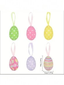 10pcs Outus Easter Hanging Egg Ornaments - Contemporary Style Paper Mache And Foam Eggs For DIY Crafts, Home & Party Decor - Oval Shaped Easter Tree Pendants With Assorted Designs, Non-Electrical
