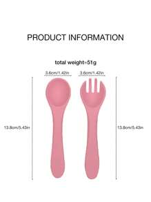 1 对定制硅胶叉勺套装，柔软、耐用、易于清洁，婴儿喂养用品，适合所有季节