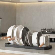 1 pièce Étagère de rangement de cuisine réglable, convient pour les couvercles de casserole, les ustensiles, les ustensiles de cuisine, peut être placée sur le comptoir ou dans un tiroir, rack de rangement multifonctionnel et économe en espace
