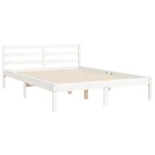 vidaXL Bedframe met hoofdbord massief hout wit 140x190 cm