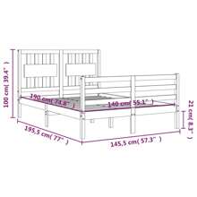 vidaXL Bedframe met hoofdbord massief hout wit 140x190 cm