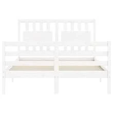 vidaXL Bedframe met hoofdbord massief hout wit 140x190 cm