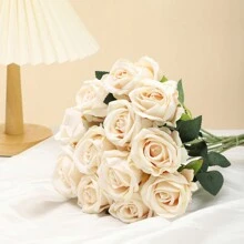 12pcs Artificial Roses Flower Silk Rose With Stem Realistic Artificial Long Stem Rose Valentine's Day Fake Roses Bouquet For Wedding Home Decoration Gifts Birthday Graduation - 12pcs - View 8