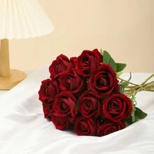 12pcs Artificial Roses Flower Silk Rose With Stem Realistic Artificial Long Stem Rose Valentine's Day Fake Roses Bouquet For Wedding Home Decoration Gifts Birthday Graduation - 12pcs - View 7