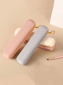 1 pieza Estuche protector de silicona para brochas de maquillaje, bolso de viaje portátil a prueba de polvo para almacenar brochas de maquillaje/lápices/lápiz labial/rímel y otras herramientas cosméticas, bolsa de aseo, bolsa de viaje, almacenamiento de maquillaje, bolsa de playa, vacaciones, artículos esenciales, útiles escolares, artículos esenciales de viaje, para mujer, para dormitorio universitario, para baño