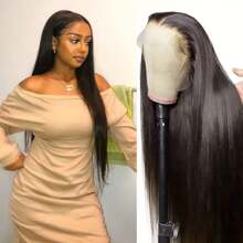 13x6 Bone Straight Lace Front Wigs Human Hair HD Transparent Lace Frontal Human Hair Wigs For Women Human Hair Pre Plucked Natural Color 200% Density - 自然色&黑色系 - 查看 2