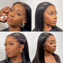 13x6 Bone Straight Lace Front Wigs Human Hair HD Transparent Lace Frontal Human Hair Wigs For Women Human Hair Pre Plucked Natural Color 200% Density - 自然色&黑色系 - 查看 9