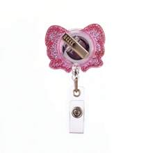 TONAVIETO 1PC Roze intrekbare vlinder badge reel, schattige draaibare alligator rug clip badge houder clip voor kantoormedewerker verpleegster arts student Valentijnsdag cadeau