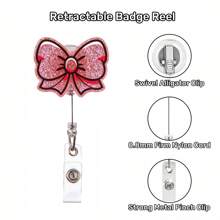 TONAVIETO 1PC Roze intrekbare vlinder badge reel, schattige draaibare alligator rug clip badge houder clip voor kantoormedewerker verpleegster arts student Valentijnsdag cadeau
