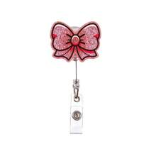 TONAVIETO 1PC Roze intrekbare vlinder badge reel, schattige draaibare alligator rug clip badge houder clip voor kantoormedewerker verpleegster arts student Valentijnsdag cadeau