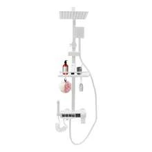 Wand-Duschanlage,4-Funktionen-Duschanlagen-Set,Höhenverstellbare Klaviertasten-Brausegarnitur LED-Digitalanzeige,Weiß - Weiss - Übersicht 6