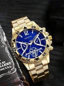 Relógio de pulso de quartzo masculino, mostrador grande, relógio analógico de quartzo luxuoso e elegante para homens