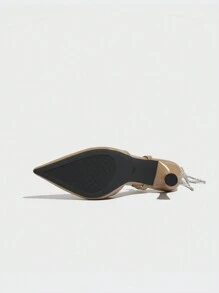 Escarpins à talon haut avec nœud orné de diamants, chaussures de demoiselle d'honneur creuses pour soirée, élégantes et féminines, polyvalentes pour toutes les saisons - Kaki - Voir 9