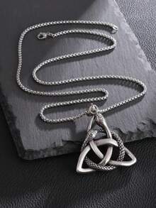 1件锌合金凯尔特双蛇项链，适合日常佩戴 - 銀色 - 查看 4