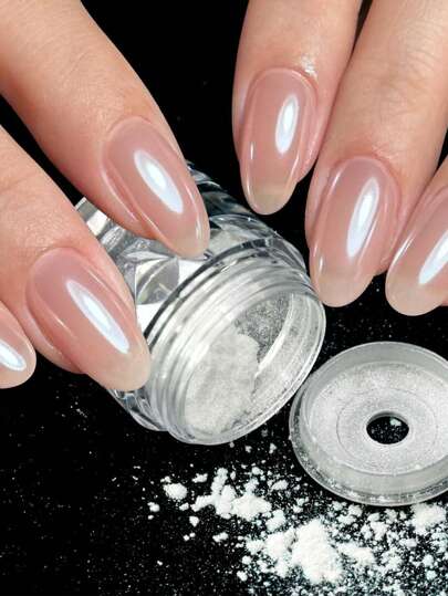 0,5g/Caja Polvo de perla de rosquilla glaseada, 1 paquete de polvo cromado para uñas, polvo cromado transparente Aurora, pigmento metálico brillante con brillo perlado de 0,5g