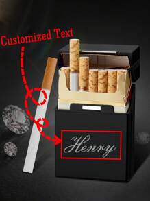 Customized Text LOGO Aluminum Alloy Magnetic Flip Cover 20 Slots Thicken Cigarette Case, Anti-Crush Anti-Water Anti-Fall, Large Capacity High-End Cigarette Box, Gift For Groomsmen, Husband, Father