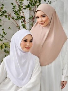 1 pieza Hiyab musulmán de mujer a rayas con strass, pañuelo de cabeza versátil y casual, apto para vacaciones, uso diario y compras