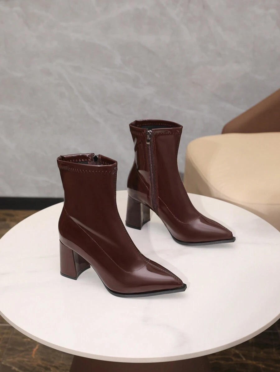 女士粗跟短靴、高跟尖头靴、冬季细靴、英国靴